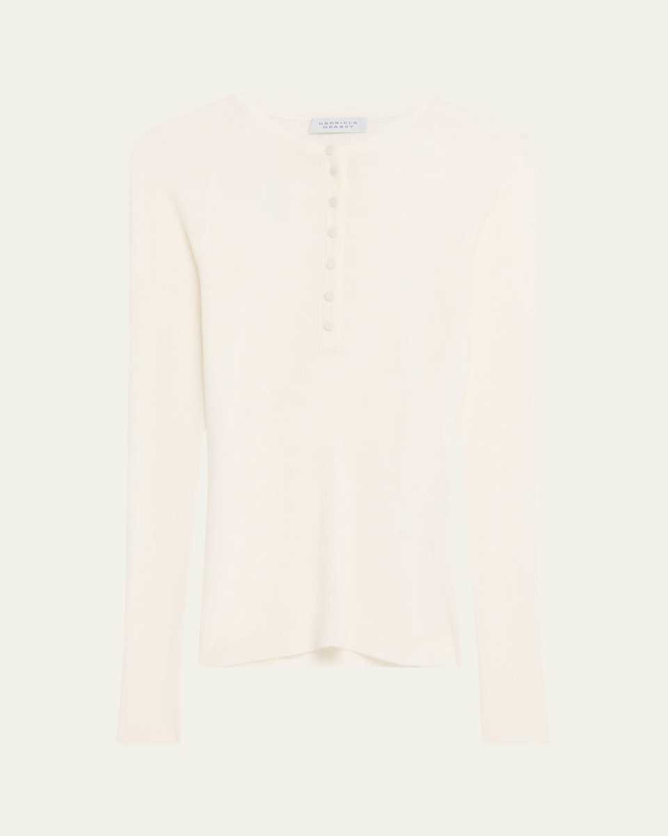 Anges Cashmere Rib Henley Sweat